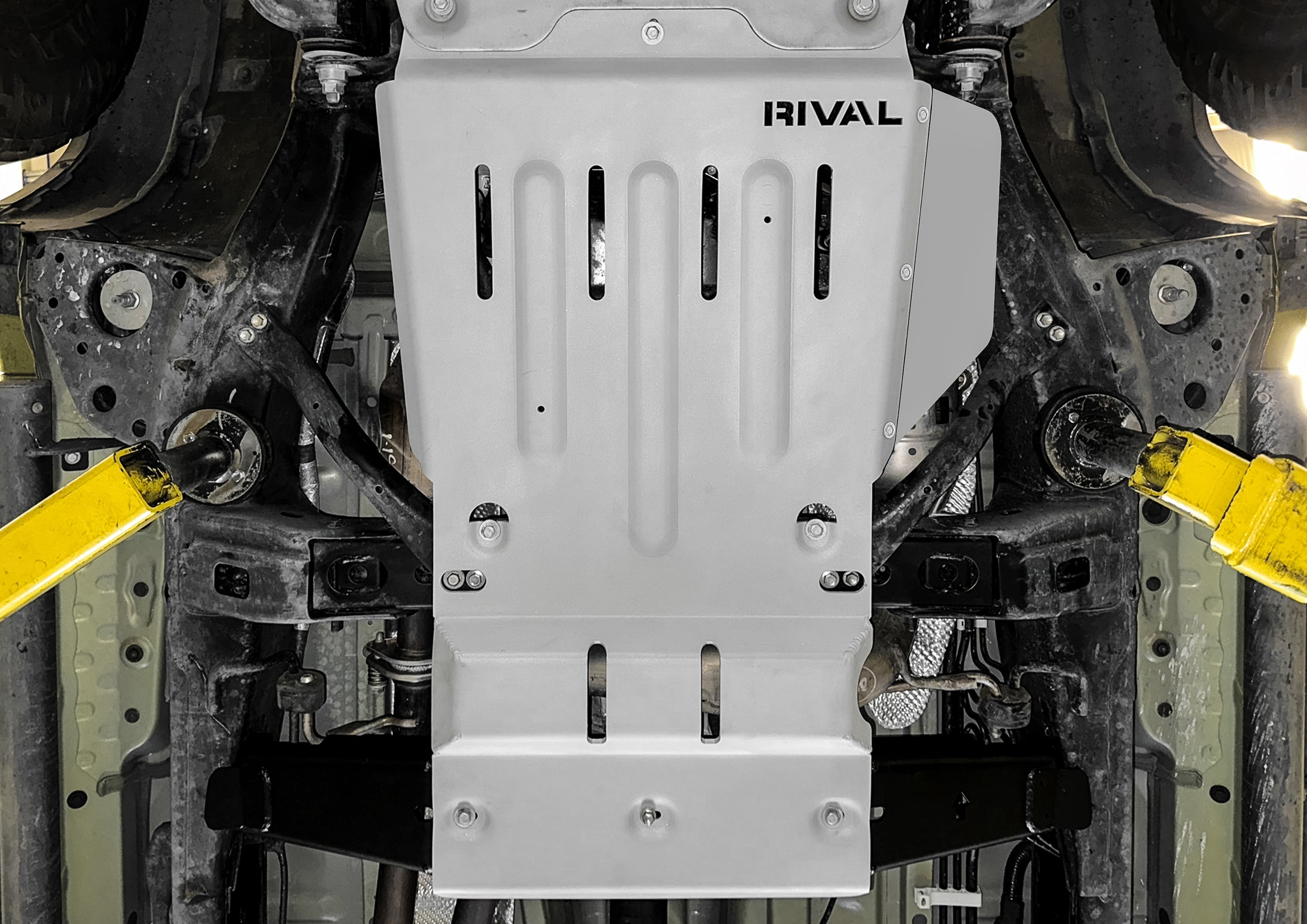 RIVAL Aluminum Transmission Catalytic Converter Skid Plate Toyota Tacoma 3Gen 4WD 2016-2023 Compatible with TRD Skid Plate