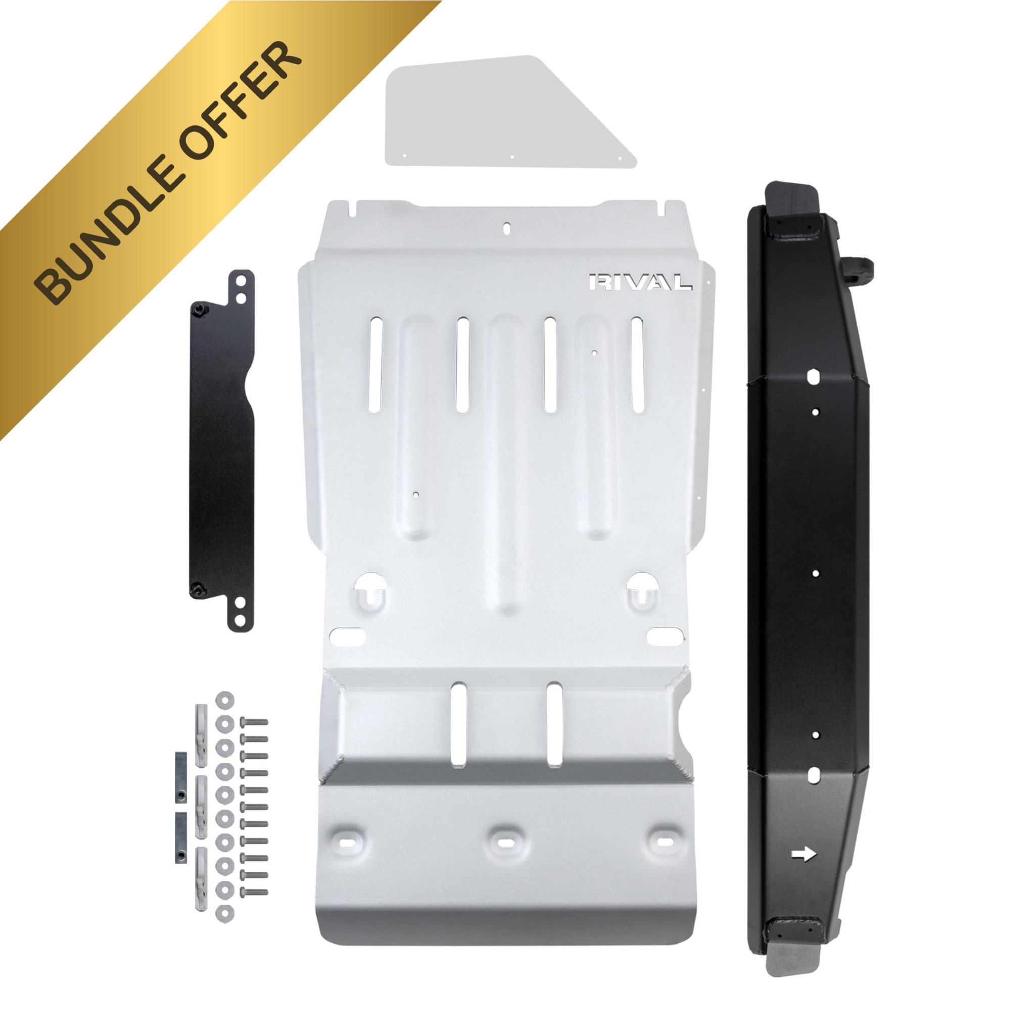 RIVAL Aluminum Transmission Catalytic Converter Skid Plate Toyota Tacoma 3Gen 4WD 2016-2023 Compatible with TRD Skid Plate