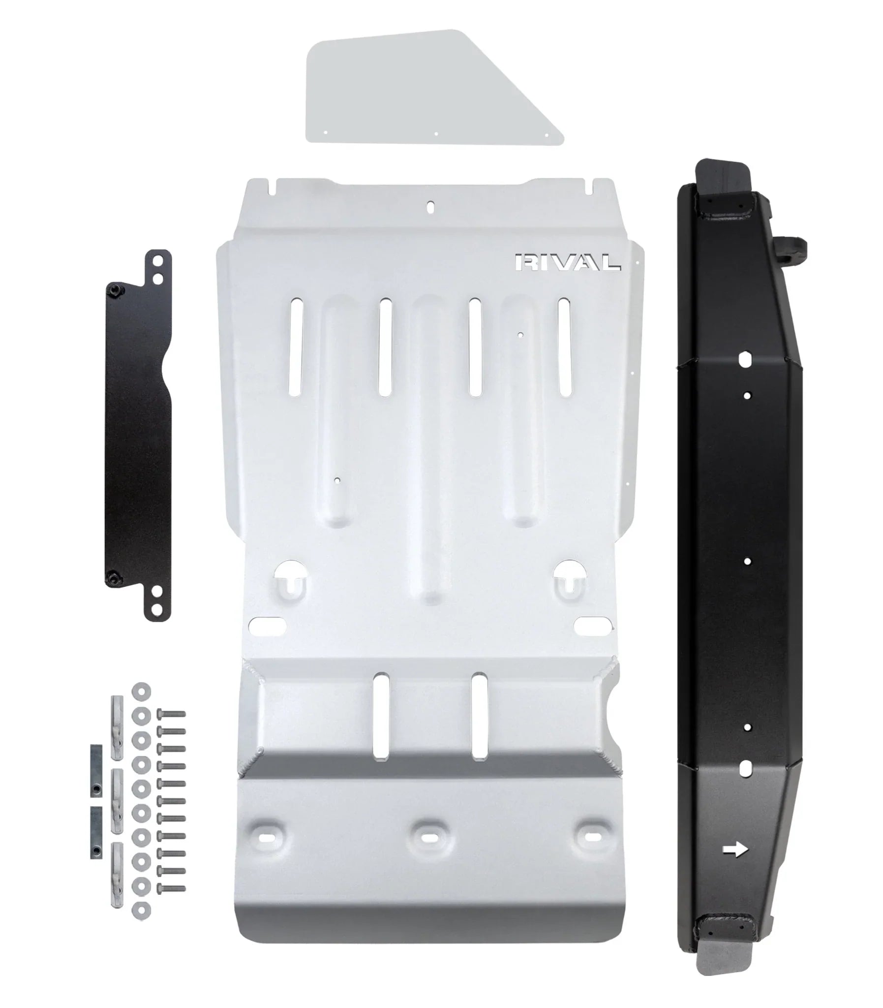 RIVAL Aluminum Transmission Catalytic Converter Skid Plate Toyota Tacoma 3Gen 4WD 2016-2023 Compatible with TRD Skid Plate