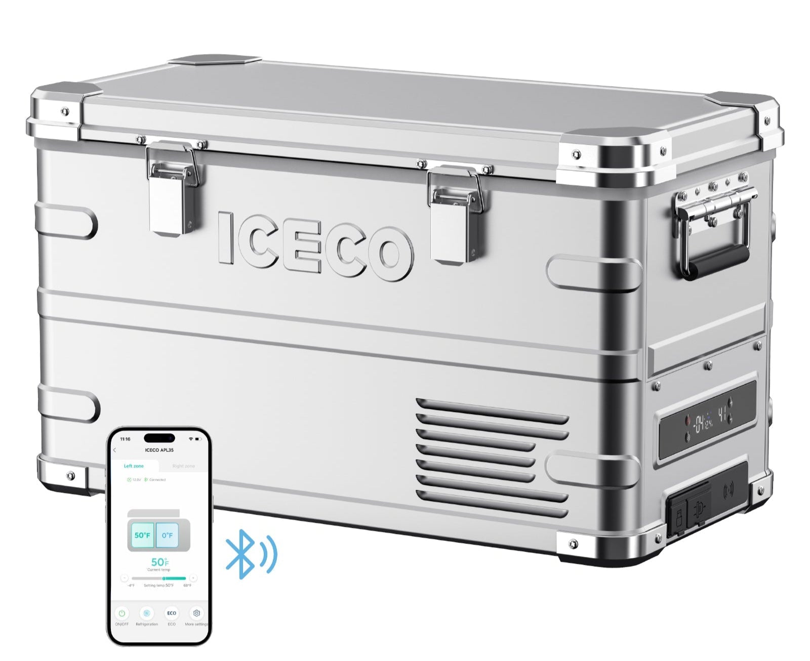APL35 Dual Zone Aluminum Silver Fridge | ICECO | 35 LT