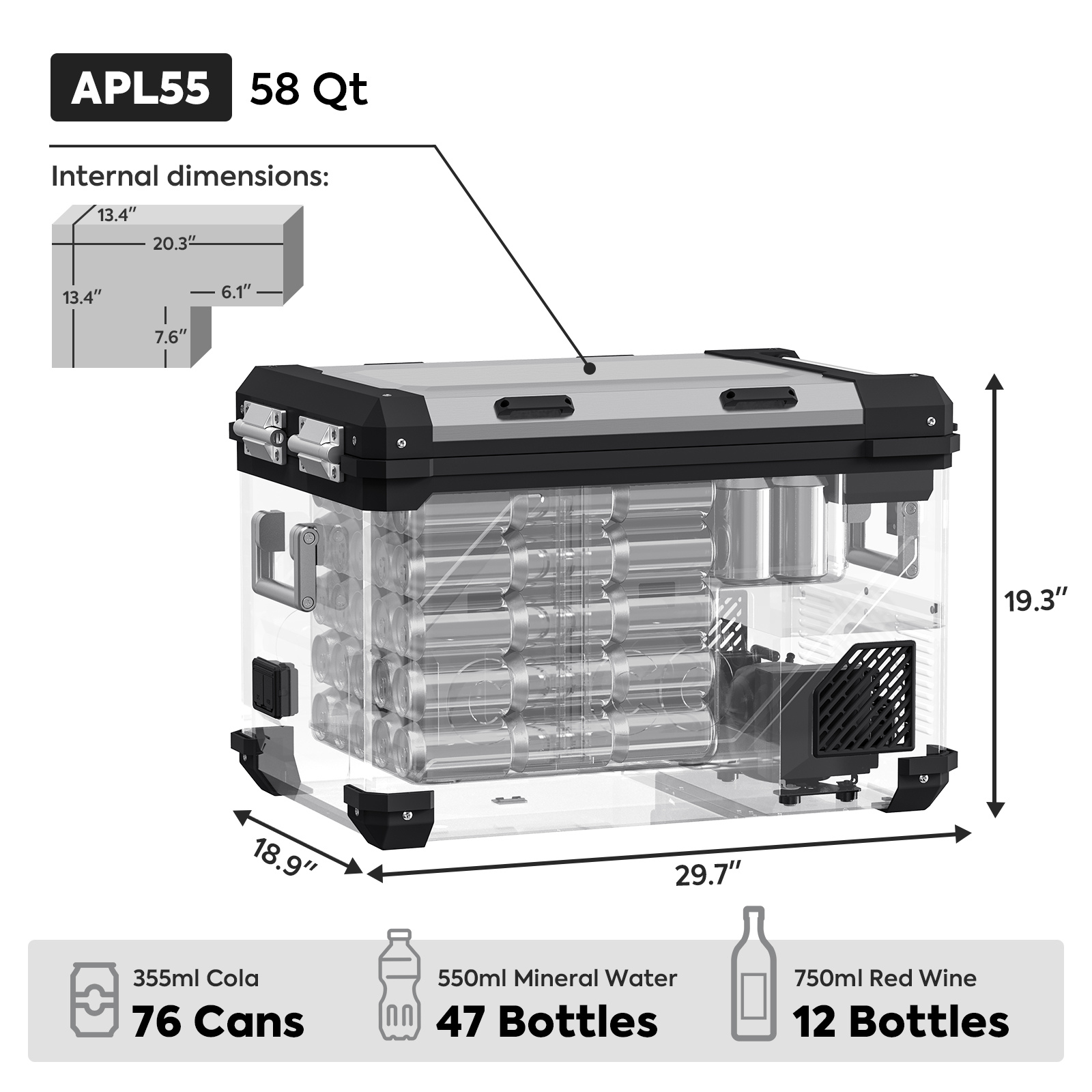 APL55 Dual Zone 12 Volt Freezer | ICECO | 55 LT