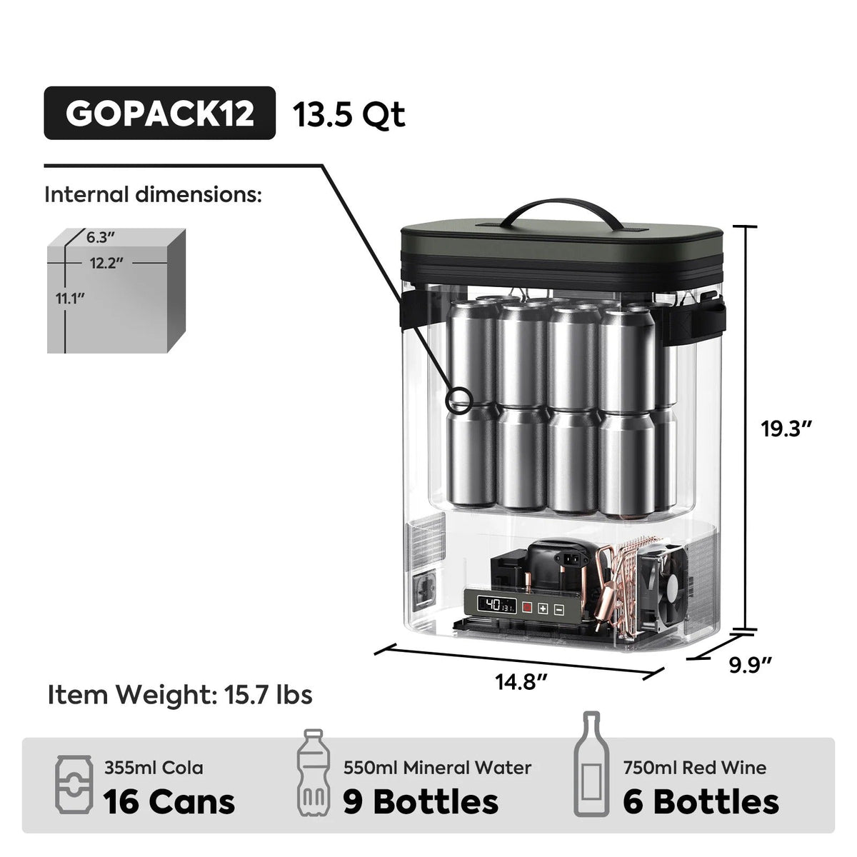 GOPack12 Single Zone Portable Backpack Cooler | ICECO | 12L