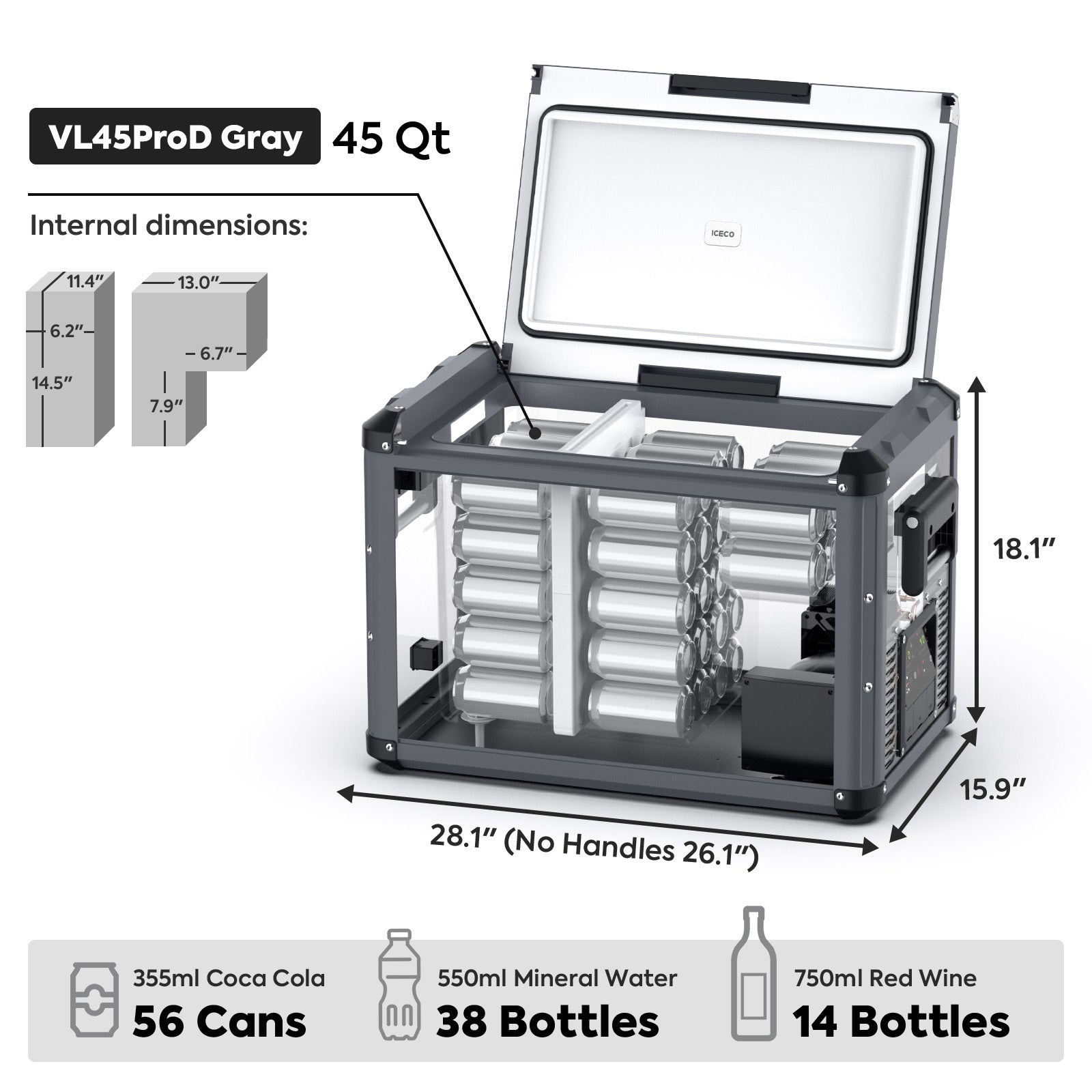 VL45ProD Dual Zone Portable Freezer - Black | ICECO