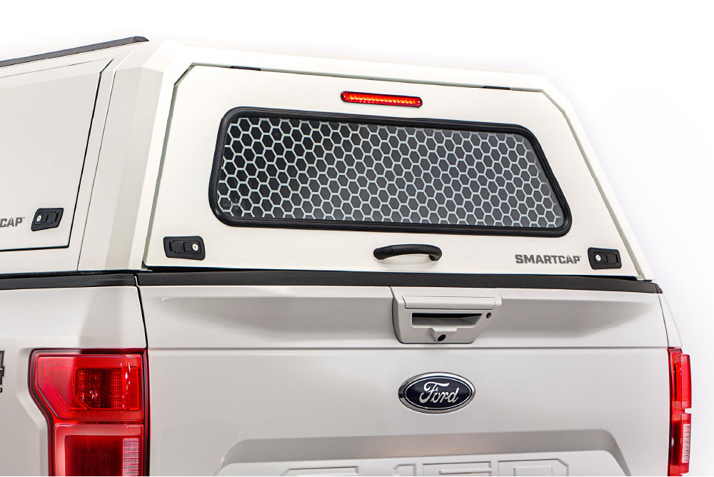 Rear Window Security Screen, 20-24 Jeep Gladiator EVO, EVOa, and EVOc Applications, SmartCap Fits Caps w/Serial Number's beginning with a date (DDMMYY) after 010422 and ending with MB, WH, or SA