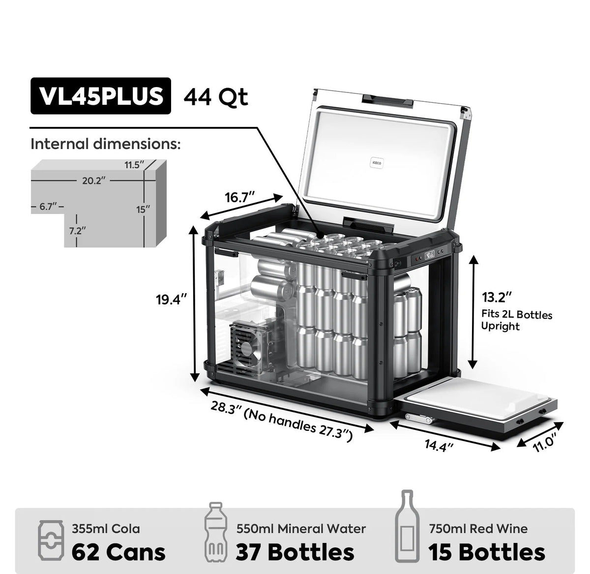 VL45Plus Single Zone 3-Way Access Portable Freezer | ICECO | 42L